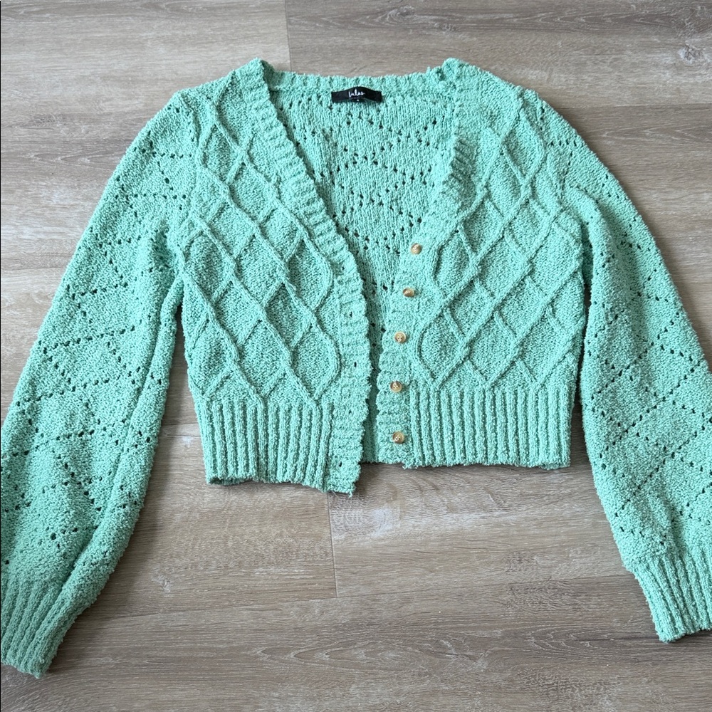 Lulus Mint Button Down Cropped Knit Cardigan